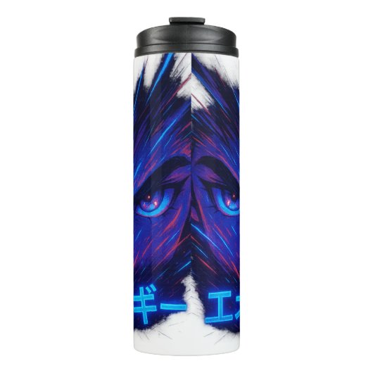 Anime Eyes Energy Drink Bottle - Cool Neon Manga Thermosbeker (Voorkant)
