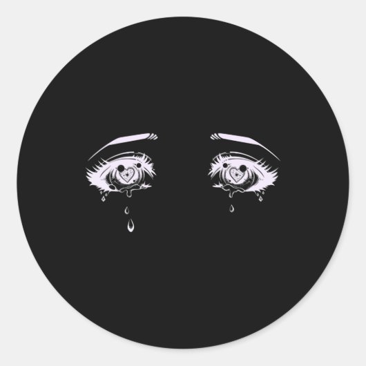 Anime Eyes Pastel Goth Aesthetic Tee Ronde Sticker (Voorkant)