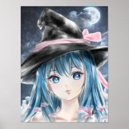 Anime Fairy Girl Halloween Illustratie Poster