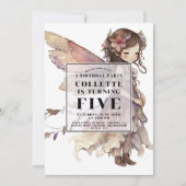 Anime Fairy Girl's 5e uitnodiging voor de verjaard (Voorkant)