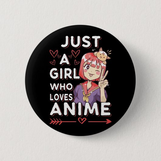Anime Fan Girl Otaku Japanse Manga Lover Ronde Button 5,7 Cm (Voorkant)