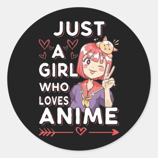 Anime Fan Girl Otaku Ronde Sticker (Voorkant)
