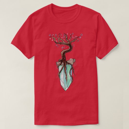 Anime Fantasy Sakura Tree op Floating Crystal T-shirt (Design voorkant)