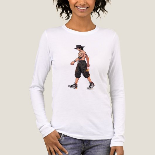 Anime Fighter Lange Mouwen T-shirt (Voorkant volledig)