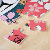 Anime Floral Geisha Pink White Jigzaag Puzzle Legpuzzel (Zijkant)