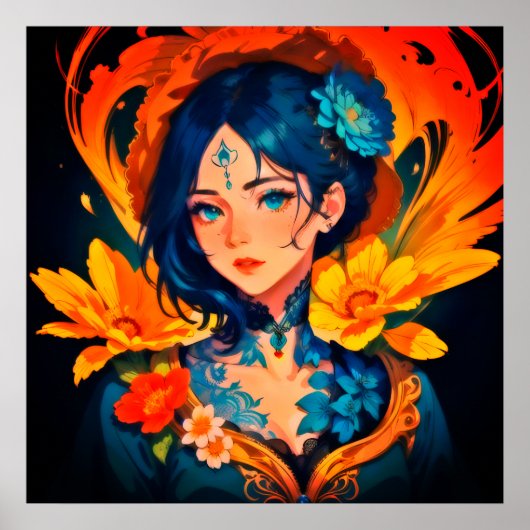 Anime Flower Queen Poster (Voorkant)