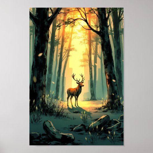 Anime Forest Deer Spirit Wall Art Poster (Voorkant)