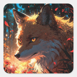 Anime fox art vierkante sticker