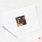 Anime fox art vierkante sticker (Envelop)