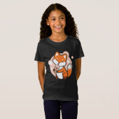 Anime Fox Drink Boba Tea Meisjes Graphic T-shirt (Voorkant volledig)