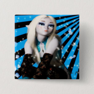 Anime Frost Elfin Girl Vierkante Button 5,1 Cm