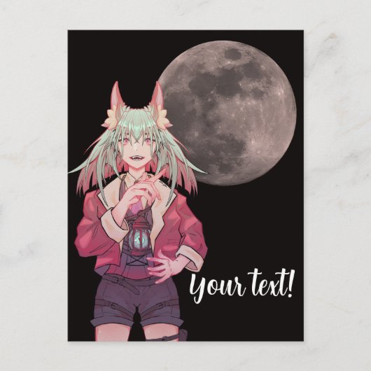 Anime, full moon briefkaart (Voorkant)
