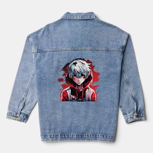 Anime Fury: Boze Jonge Man Design Denim Jacket (Achterkant)