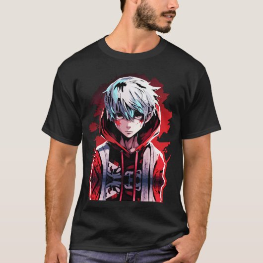 Anime Fury: Boze Jonge Man Design T-shirt (Voorkant)