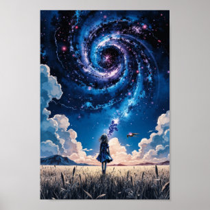 Anime Galaxy Nacht Veld Muurkunst Poster