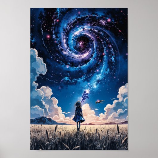 Anime Galaxy Nacht Veld Muurkunst Poster (Voorkant)