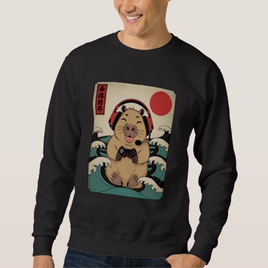 Anime Gamer Capybara Japanese Art Gaming Gifts Men Trui (Voorkant)