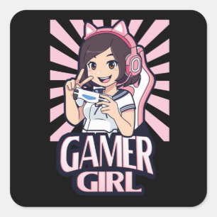 Anime Gamer Girl Gaming Girls Gift Vierkante Sticker
