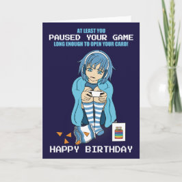 Anime Gamer Girl heeft je game-Kaart onderbroken Kaart