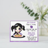 Anime Gamer Meisje Verjaardag Pizza Feestje Briefkaart (Staand voorkant)
