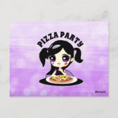 Anime Gamer Meisje Verjaardag Pizza Feestje Briefkaart (Achterkant)
