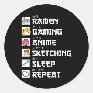 Anime Gaming Herhaal Otaku Anime Manga Videogames Ronde Sticker
