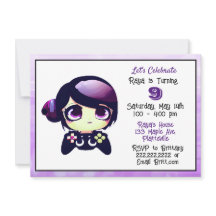 Anime Gaming Meisje Paarse en Zwart Kind Verjaarda