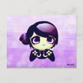 Anime-gamingmeisje paars en zwart kinderverjaardag briefkaart (Achterkant)