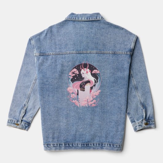 Anime Gehoornde Godin Denim Jacket (Achterkant)
