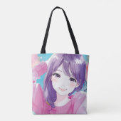 Anime-geïnspireerde designtas met expressieve noti tote bag (Achterkant)