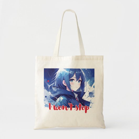 Anime-geïnspireerde designtas met expressieve noti tote bag (Voorkant)