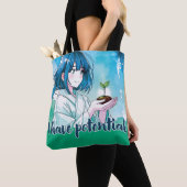 Anime-geïnspireerde designtas met expressieve noti tote bag (Dichtbij)
