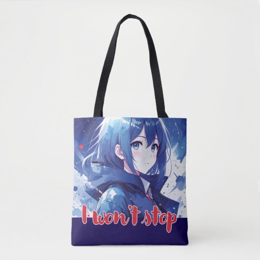 Anime-geïnspireerde designtas met expressieve noti tote bag (Voorkant)