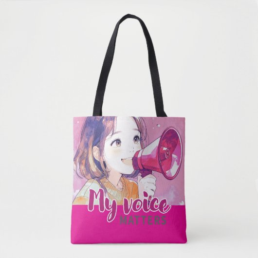 Anime-geïnspireerde designtas met expressieve noti tote bag (Voorkant)