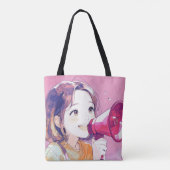 Anime-geïnspireerde designtas met expressieve noti tote bag (Achterkant)