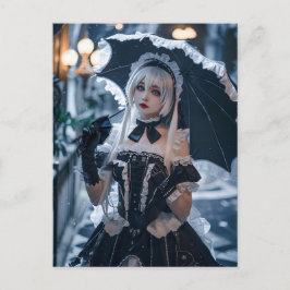 Anime-geïnspireerde Gothic Kawaii Maid Briefkaart