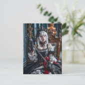 Anime-geïnspireerde Gothic Kawaii Maid Briefkaart (Staand voorkant)