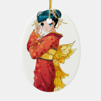 Anime Geisha Keramisch Ornament