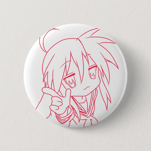 Anime geluksroodkleur ronde button 5,7 cm (Voorkant)