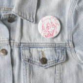 Anime geluksroodkleur ronde button 5,7 cm (In situ)