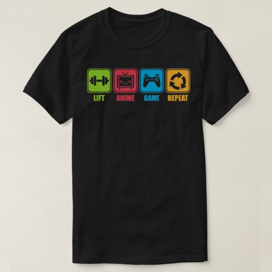 Anime, gewicht, videogames Funny Otaku Workout P T-shirt (Design voorkant)