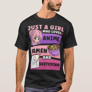 Anime Gewoon een meisje die houdt van anime Ramen  T-shirt