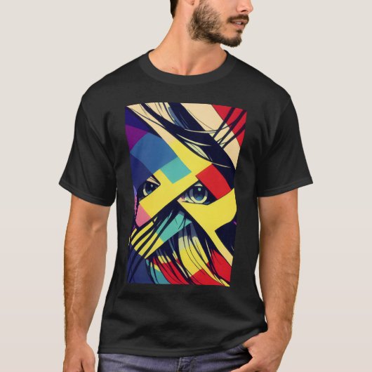 Anime gezicht retro t-shirt (Voorkant)