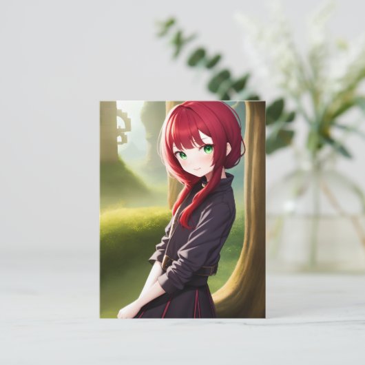 Anime Girl 011 Briefkaart (Staand voorkant)