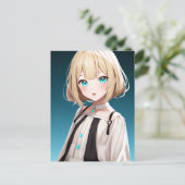 Anime Girl 022 Briefkaart (Staand voorkant)