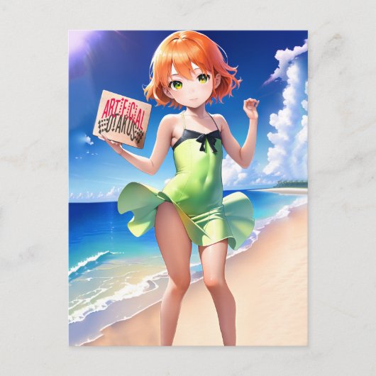 Anime Girl 026 Briefkaart (Voorkant)