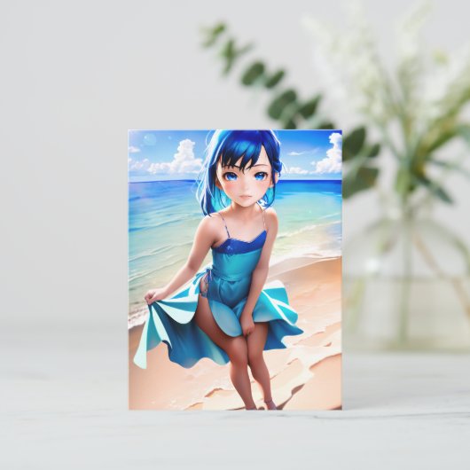 Anime Girl 029 Briefkaart (Staand voorkant)