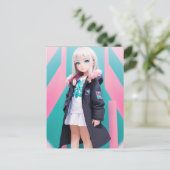 Anime Girl 039 Briefkaart (Staand voorkant)