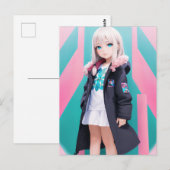 Anime Girl 039 Briefkaart (Voorkant / Achterkant)