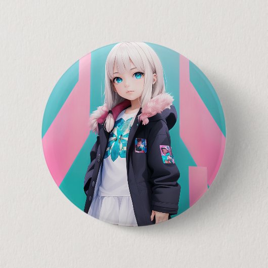 Anime Girl 039 Ronde Button 5,7 Cm (Voorkant)
